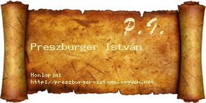 Preszburger István névjegykártya